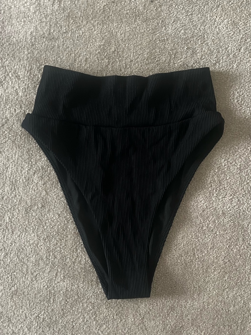 Aerie High-Waist Black Ribbed Cheeky Bikini Bottoms